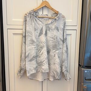 Calvin Klein Gray Leaf Print Blouse - worn once
